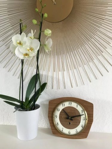 19 ⚜️ Ancienne Pendule Horloge Murale Mécanique Formica Vintage Fonctionne