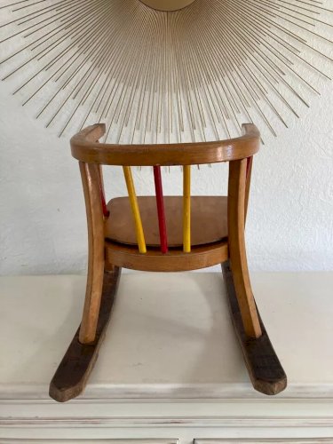 19 ⚜️  Ancienne Petite Chaise Enfant en Bois Baumann Vintage Authentique