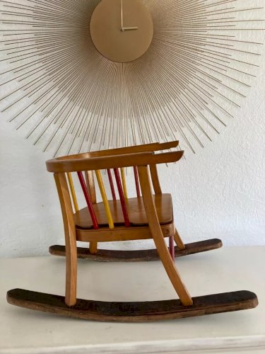 19 ⚜️  Ancienne Petite Chaise Enfant en Bois Baumann Vintage Authentique