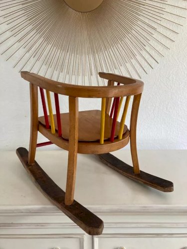 19 ⚜️  Ancienne Petite Chaise Enfant en Bois Baumann Vintage Authentique