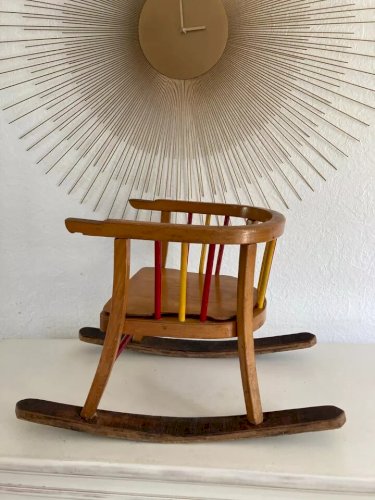 19 ⚜️  Ancienne Petite Chaise Enfant en Bois Baumann Vintage Authentique