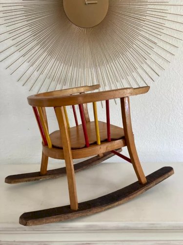 19 ⚜️  Ancienne Petite Chaise Enfant en Bois Baumann Vintage Authentique