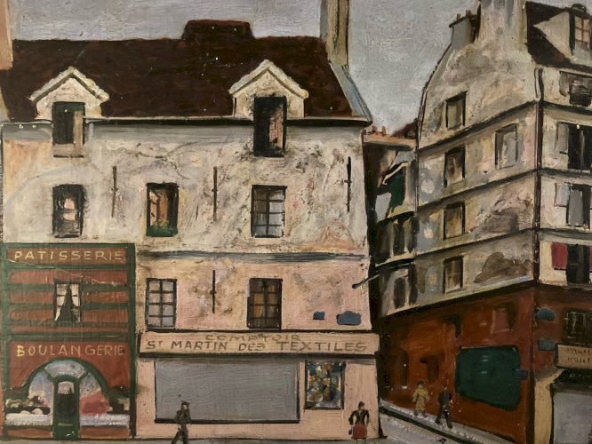1950 Painting Peinture Paris Art Brut Naïf À Identifier Ancien Raoul Thomas Old