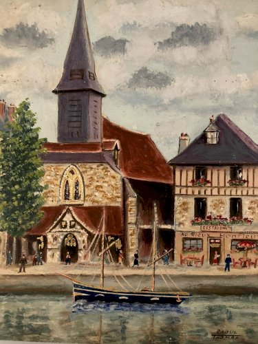 1950 Painting Peinture Paris Art Brut Naïf Honfleur Art Ancien Raoul Thomas Old