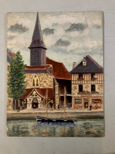 1950 Painting Peinture Paris Art Brut Naïf Honfleur Art Ancien Raoul Thomas Old