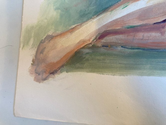 1970  Peinture Gouache Art Corps Nu Nue Femme Erotique A Identifier