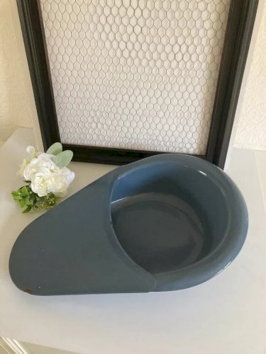 1⚜Ancienne Bassine De Toilette Émaillée Gris Rétro Design Pot de Chambre Vintage