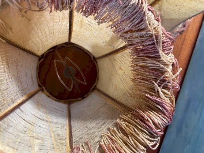 2 abat-jours a pince en peau vintage