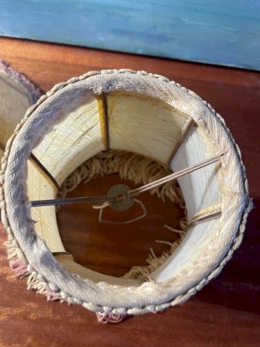 2 abat-jours a pince en peau vintage