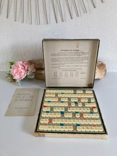 2 ⚜️ Ancien Jeu de Société et de Lettres Scrabble de Voyage Complet Vintage