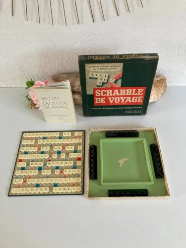 2 ⚜️ Ancien Jeu de Société et de Lettres Scrabble de Voyage Complet Vintage