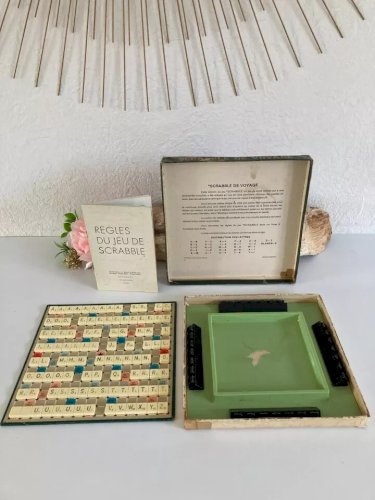 2 ⚜️ Ancien Jeu de Société et de Lettres Scrabble de Voyage Complet Vintage