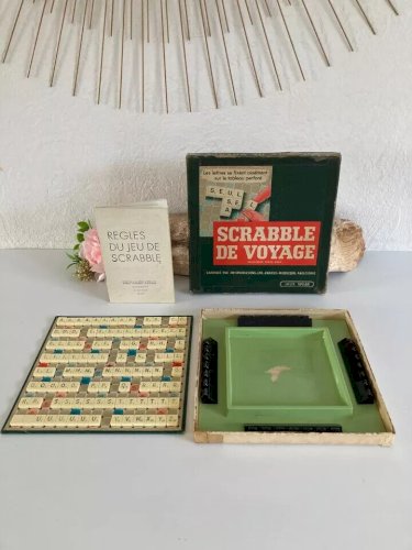 2 ⚜️ Ancien Jeu de Société et de Lettres Scrabble de Voyage Complet Vintage