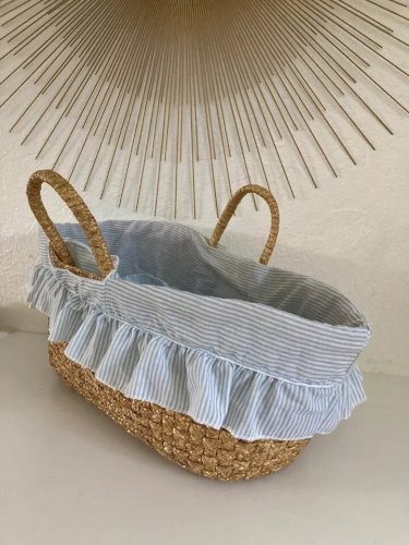 2 ⚜️ Ancien Petit Couffin Pour Poupée, Poupon en Osier Vintage Longueur 56 Cm