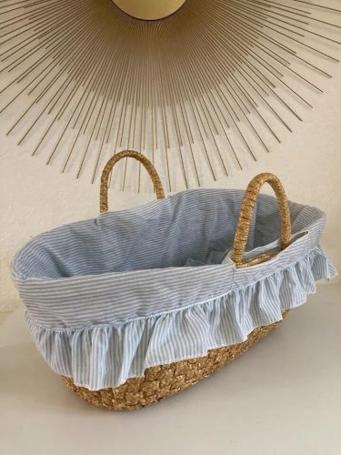 2 ⚜️ Ancien Petit Couffin Pour Poupée, Poupon en Osier Vintage Longueur 56 Cm