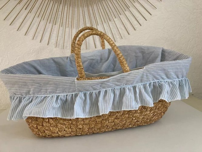 2 ⚜️ Ancien Petit Couffin Pour Poupée, Poupon en Osier Vintage Longueur 56 Cm