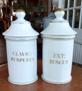 2 Old Apothecary Jars Limoges old apothecary jars Clavic purpurea