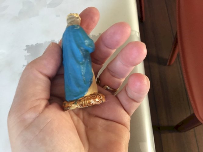 2 ANCIEN SANTON CRÈCHE NOËL ROI MAGE BERGER JOUEUR BINIOU DEVINEAU PLÂTRE 7,5 CM