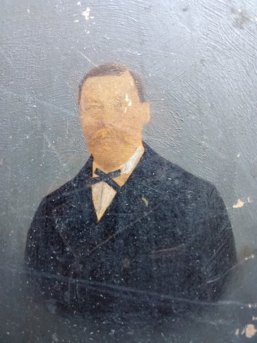 2 Ancien Tableau Portrait Ancienne Peinture Huile Sur Bois Signé 19 Ème Siècle