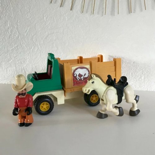 2 ⚜️  Ancien Véhicule Camion Cowboy Rodeo Rig Fisher Price Réf 330 Vintage 1979