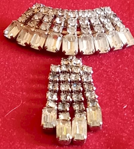 2 Ancienne Broche bijou ancien Accessoire Art Déco Strass Old brooch jewel