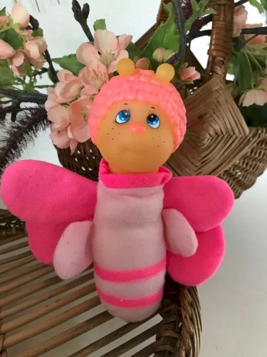 2 ⚜ Ancienne Peluche Doudou Veilleuse Luciole Papillon Rose Vintage Authentique