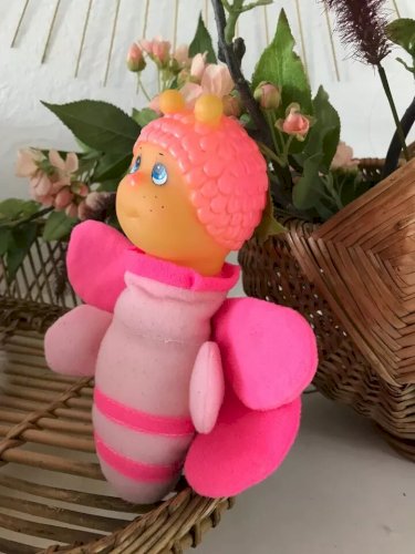 2 ⚜ Ancienne Peluche Doudou Veilleuse Luciole Papillon Rose Vintage Authentique