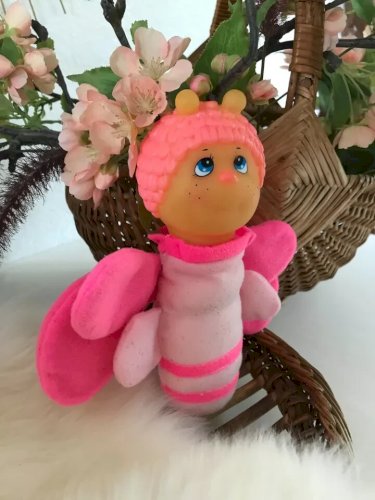2 ⚜ Ancienne Peluche Doudou Veilleuse Luciole Papillon Rose Vintage Authentique