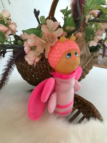 2 ⚜ Ancienne Peluche Doudou Veilleuse Luciole Papillon Rose Vintage Authentique