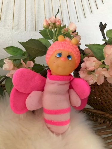 2 ⚜ Ancienne Peluche Doudou Veilleuse Luciole Papillon Rose Vintage Authentique