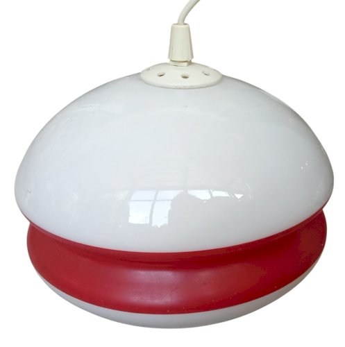 2 Ancienne suspension Plafonnier boule globe verre blanc Luminaire Vintage 1970