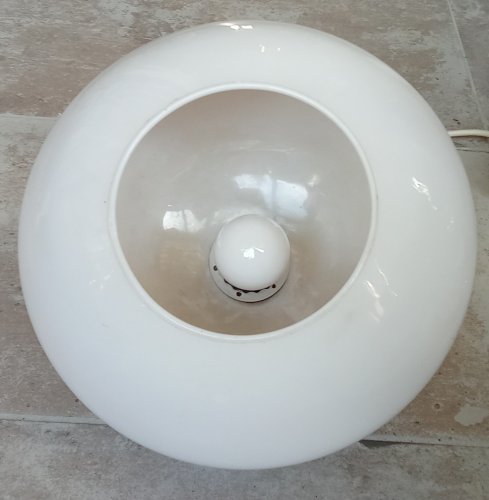 2 Ancienne suspension Plafonnier boule globe verre blanc Luminaire Vintage 1970