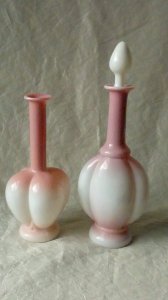 2 ANTIQUE OPALINE DECANTERS LATE 19TH CENTURY*