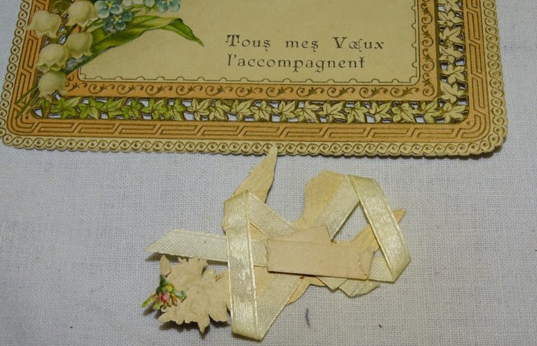 -2 ANCIENNES CARTES BORDS DENTELLE PAPIER TOUS MES VOEUX & NOUVELLE ANNEE