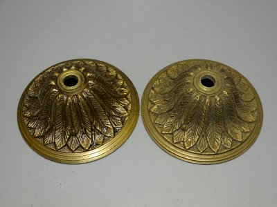 - 2 ANTIQUE BRONZE CEILING ROSES for EMPIRE CHANDELIER or OTHER D