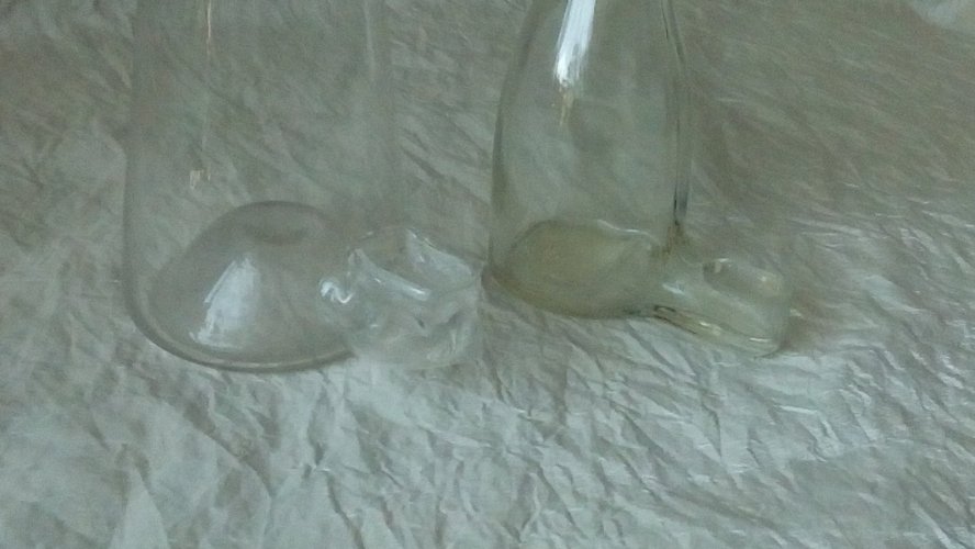 2 ANCIENS ABREVOIR OISEAUX EN VERRE SOUFFLÉ FIN 19 ÈME*