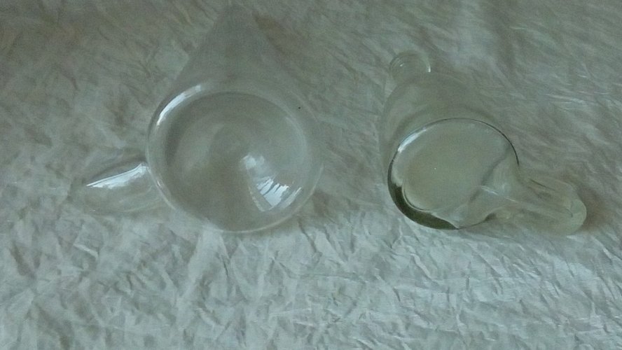 2 ANCIENS ABREVOIR OISEAUX EN VERRE SOUFFLÉ FIN 19 ÈME*