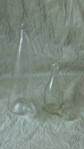 2 ANCIENS ABREVOIR OISEAUX EN VERRE SOUFFLÉ FIN 19 ÈME*