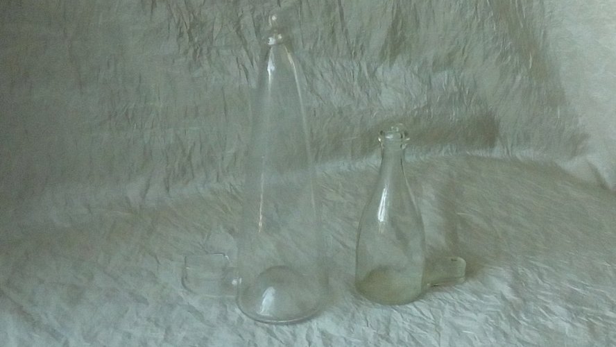 2 ANCIENS ABREVOIR OISEAUX EN VERRE SOUFFLÉ FIN 19 ÈME*