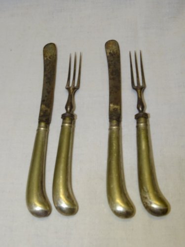 -2 ANCIENS COUVERTS ENFANTS ou A FRUITS DESARGENTES COLLECTION ART DE LA TABLE D