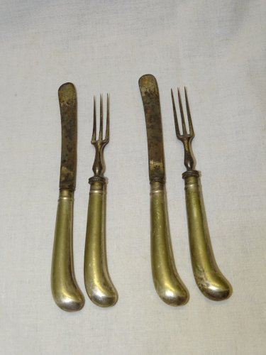 -2 ANCIENS COUVERTS ENFANTS ou A FRUITS DESARGENTES COLLECTION ART DE LA TABLE D