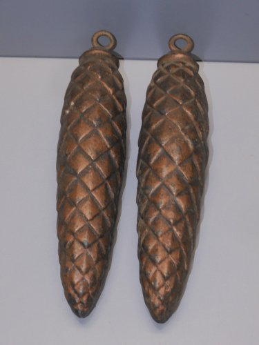 -2 ANCIENS IMPORTANTS POIDS DE PENDULE COUCOU POMME DE PIN 2,388 kg Collection D