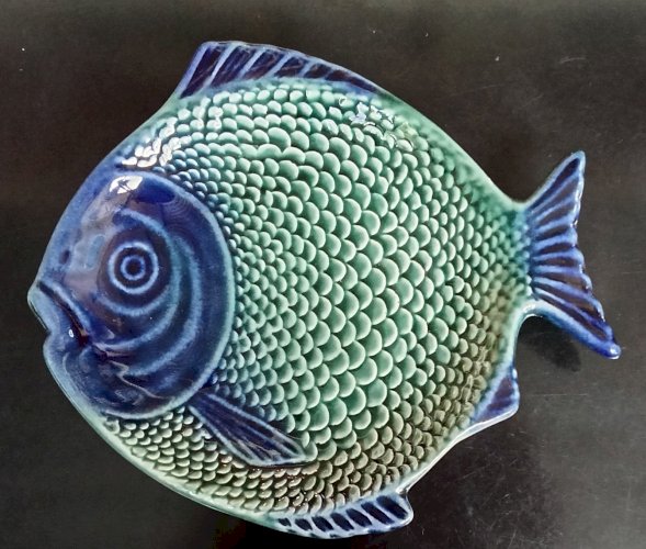 2 Anciens Plat Coupelle Vide Poche Ceramique Vintage Forme Poisson Old Fish