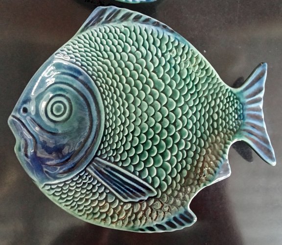 2 Anciens Plat Coupelle Vide Poche Ceramique Vintage Forme Poisson Old Fish