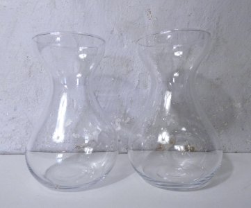2 antique glass hyacinth bulb vases