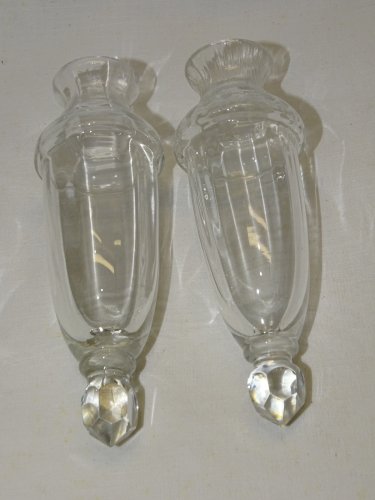 -2 ANCIENS VASES DE VOITURE EN VERRE BOUTS à FACETTES SANS SUPPORT COLLECTION  D