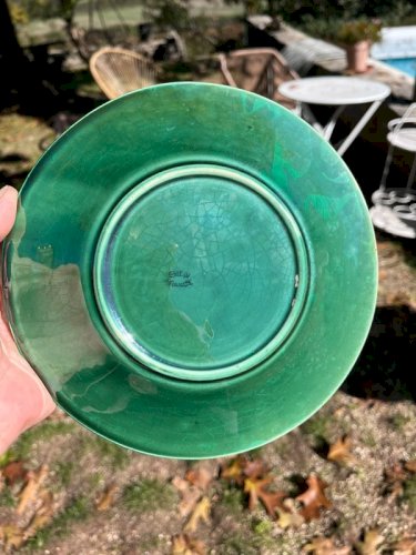 2 assiettes à dessert Gien en faïence ancienne