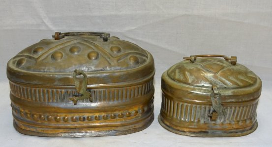 -2 BOITES A SAVON HAMMAM XIXe CUIVRE int. étamé COLLECTION déco SALLE de BAIN  D