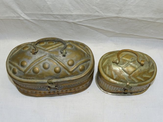 -2 BOITES A SAVON HAMMAM XIXe CUIVRE int. étamé COLLECTION déco SALLE de BAIN  D