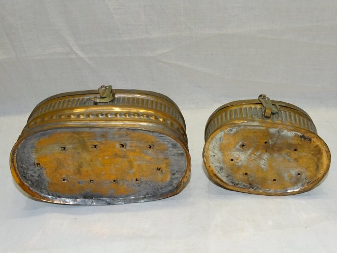 -2 BOITES A SAVON HAMMAM XIXe CUIVRE int. étamé COLLECTION déco SALLE de BAIN  D
